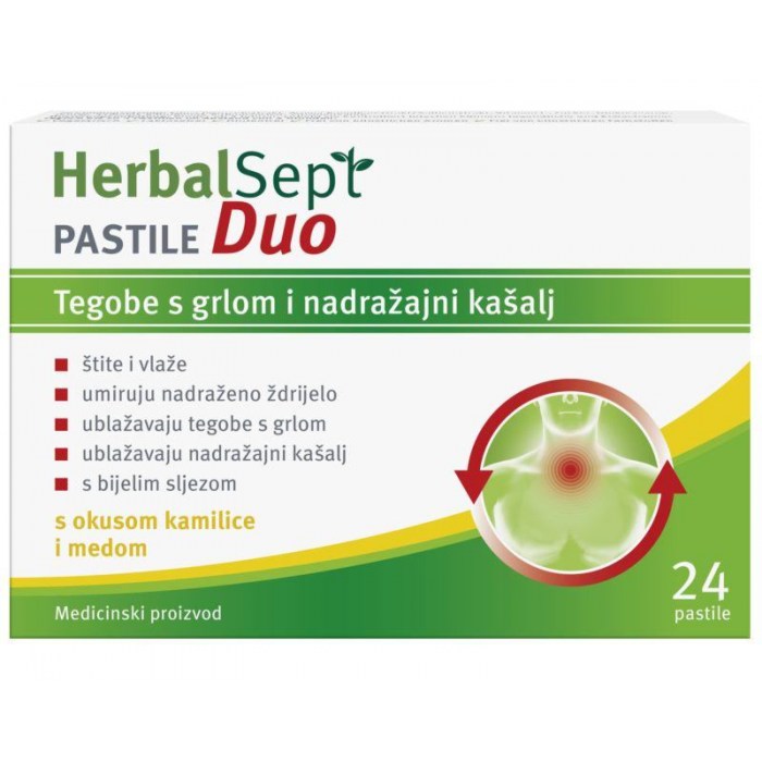 HerbalSept DUO pastile s okusom kamilice i medom