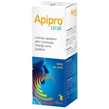APIPRO oral sprej pomaže umirivanju nadraženog i upaljenog grla 20ml