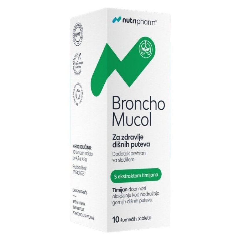 Nutripharm BronchoMucol za zdravlje dišnih puteva 10 šumećih tableta Nutripharm BronchoMucol za zdravlje dišnih puteva 10 šumećih tableta