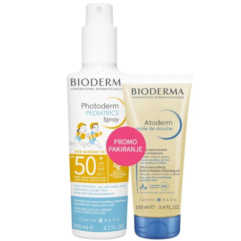 Bioderma Photoderm Pediatrics sprej SPF50 + Atoderm ulje PROMO pakiranje Bioderma Photoderm Pediatrics sprej SPF50 + Atoderm ulje PROMO pakiranje