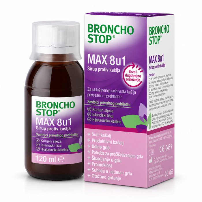 Bronchostop MAX 8u1 sirup za suhi i produktivni kašalj 120ml Bronchostop MAX 8u1 sirup za suhi i produktivni kašalj 120ml