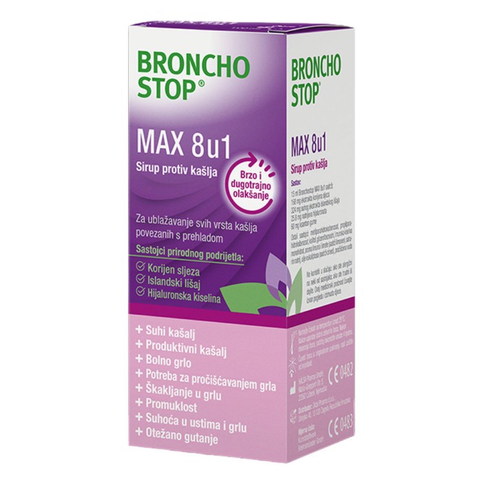 Bronchostop MAX 8u1 sirup za suhi i produktivni kašalj 120ml Bronchostop MAX 8u1 sirup za suhi i produktivni kašalj 120ml