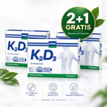 Herbiko K2D3 vitamin K2 i D3 za kosti i mišiće 2+1 GRATIS