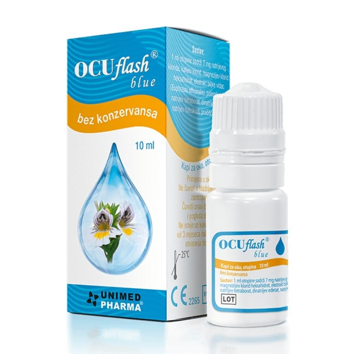 OCUflash Blue kapi bez konzervansa za nadražene i osjetljive oči 10ml OCUflash Blue kapi bez konzervansa za nadražene i osjetljive oči 10ml