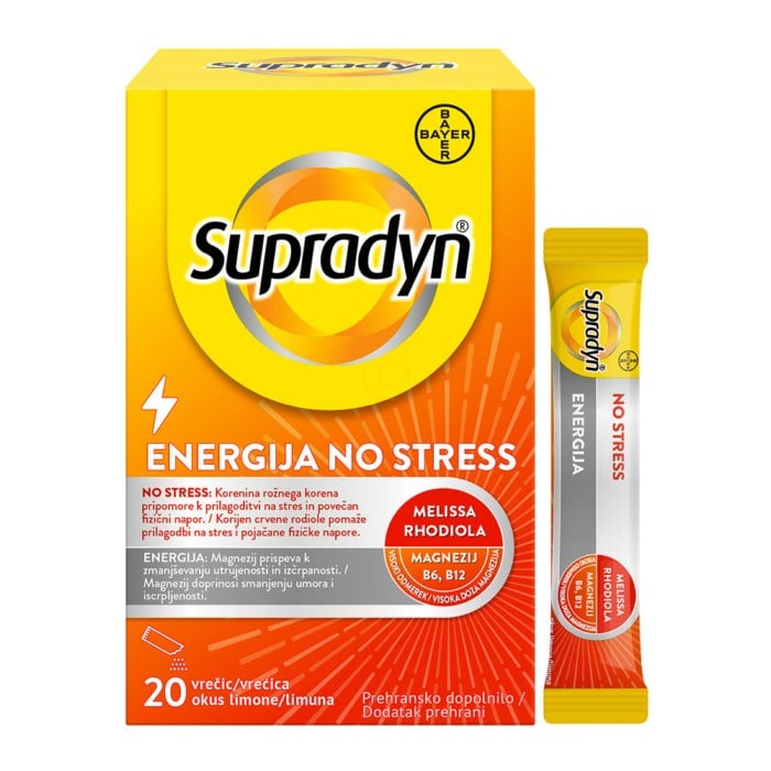 Supradyn Energija No Stress magnezij, rodiola i B vitamini za stres i umor 20 vrećica Supradyn Energija No Stress magnezij, rodiola i B vitamini za stres i umor 20 vrećica