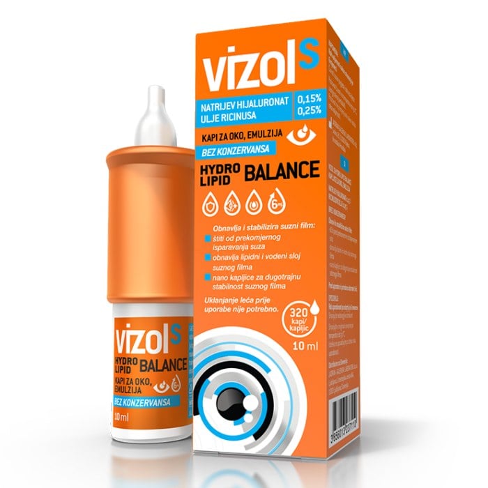 Vizol S Hydro Lipid Balance kapi za suho oko i obnovu suznog filma 10ml Vizol S Hydro Lipid Balance kapi za suho oko i obnovu suznog filma 10ml