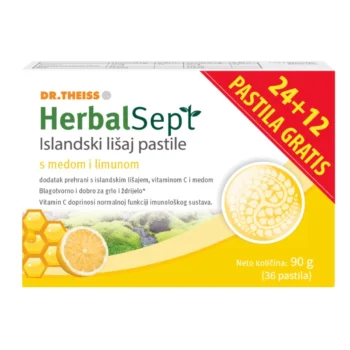 Herbalsept Islandski lišaj pastile za grlo 24 + 12 GRATIS