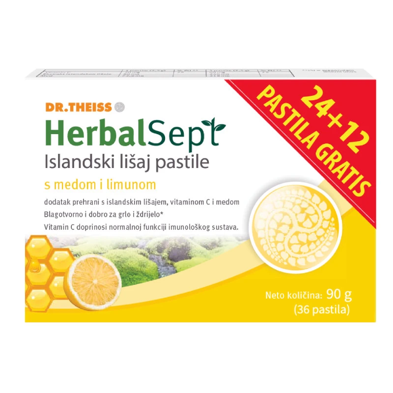 Herbalsept Islandski lišaj pastile za grlo 24 + 12 GRATIS Herbalsept Islandski lišaj pastile za grlo 24 + 12 GRATIS