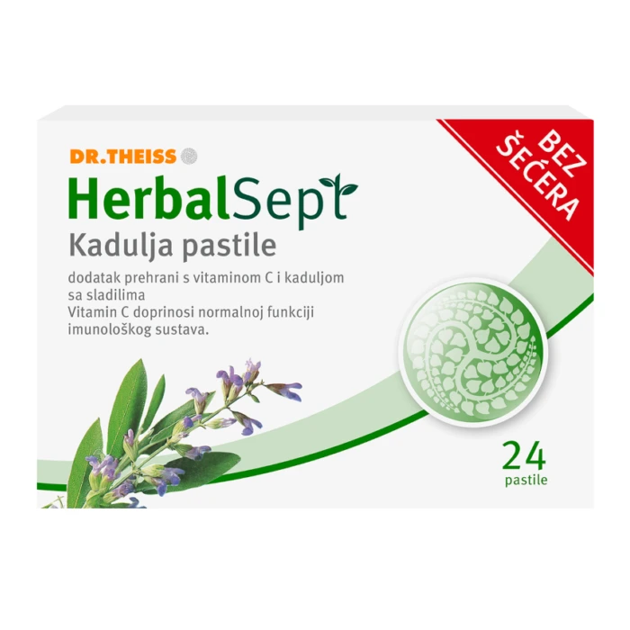 Herbalsept Kadulja pastile za grlo bez šećera 24 komada Herbalsept Kadulja pastile za grlo bez šećera 24 komada