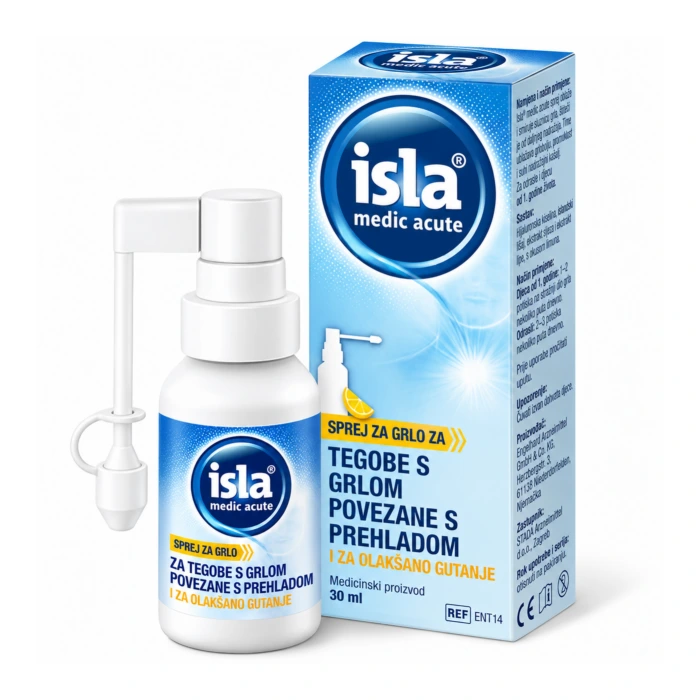 Isla Medic Acute sprej za grlobolju i nadražajni kašalj za odrasle i djecu 30ml Isla Medic Acute sprej za grlobolju i nadražajni kašalj za odrasle i djecu 30ml
