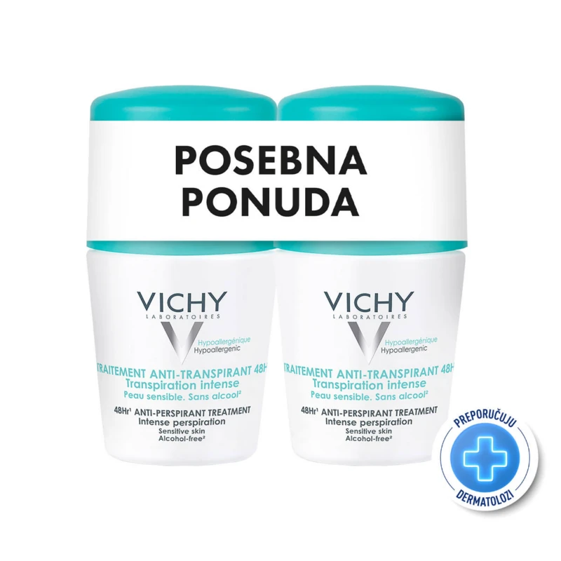 Vichy Déodorant 48H Roll-on protiv prekomjernog znojenja PROMO 2×50ml Vichy Déodorant 48H Roll-on protiv prekomjernog znojenja PROMO 2×50ml