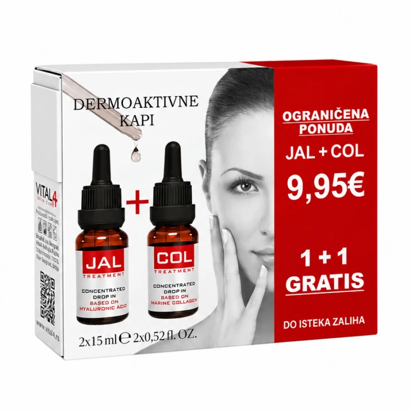 Vital Plus Active Face JAL+COL dermoaktivne kapi s hijaluronskom kiselinom i morskim kolagenom 1+1 GRATIS Vital Plus Active Face JAL+COL dermoaktivne kapi s hijaluronskom kiselinom i morskim kolagenom 1+1 GRATIS